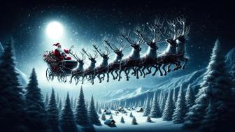 Santa, in his carriage, set off from North Pole wallpaper