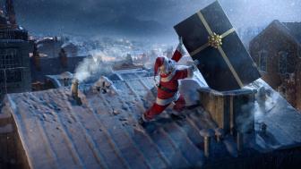 Santa's Rooftop Gift Adventure wallpaper