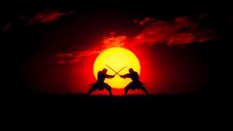 Epic Samurai Showdown at Sunset wallpaper