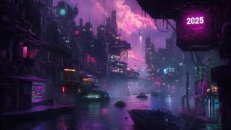 Midnight City of the Future Awash in Mystical Hues wallpaper