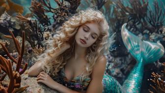 Mystical Mermaid in Enchanted Coral Reef wallpaper