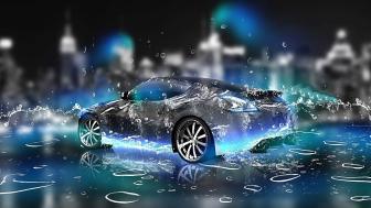 Sleek Machine in a Watery Splash wallpaper