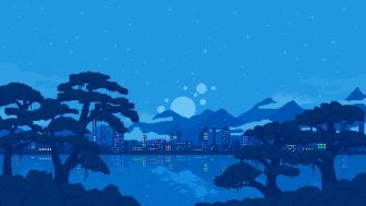 Enchanted Night Pixelscape wallpaper