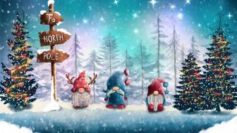 Whimsical Christmas Gnomes in a Winter Wonderland wallpaper