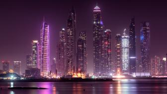 Purple Hues Over Dubai's Majestic Skyline wallpaper