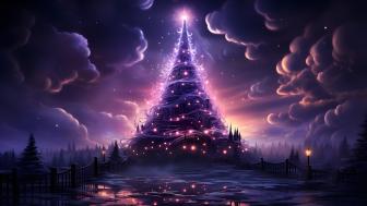 Majestic Purple Christmas Tree Wonderland wallpaper