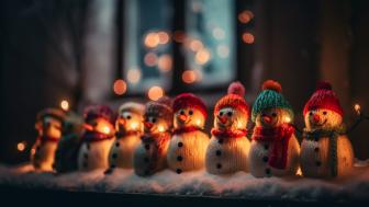 Festive Snowman Lights for a Merry Holiday Mood wallpaper