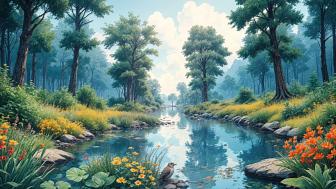 Tranquil Fantasy River Landscape wallpaper