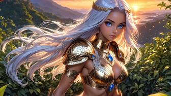 White-Haired Warrior Princess in a Mystical Realm wallpaper