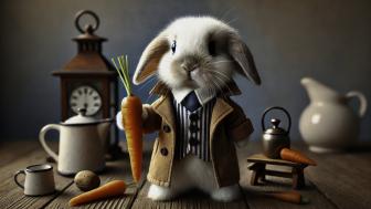 Smart Rabbit with a Carrot  wallpaper