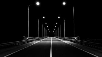 Monochrome Night Road Perspective wallpaper