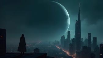 Cityscape Under the Enchanted Moonlight wallpaper