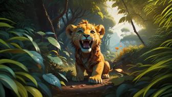 Mystical Jungle Adventure with a Lion Cub wallpaper