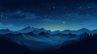 Starry Night Over Tranquil Blue Mountains wallpaper