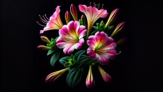 Mirabilis jalapa flowers in a black background wallpaper