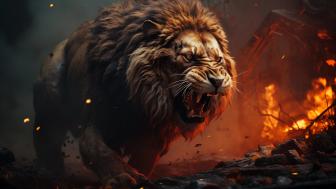 Flaming Majesty of the Fiery Lion wallpaper