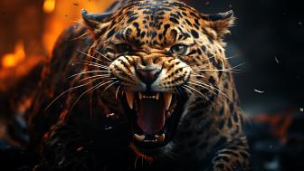 Fierce Leopard Digital Art in 4K Detail wallpaper