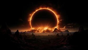 Eclipse Over a Mystical Landscape wallpaper