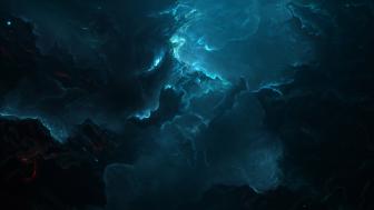 Ethereal Blue Cosmic Clouds wallpaper