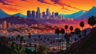 Sunset Dreams Over Los Angeles Cityscape wallpaper