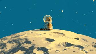 Contemplative Cat Astronaut on the Moon wallpaper