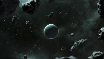 Astro Belt Wonders Planet and Asteroids in Harmony wallpaper