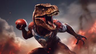 Velociraptor Football Star Hilarious Dinosaur Art in 4K wallpaper