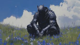 Knight's Solitude in a Blooming Field wallpaper