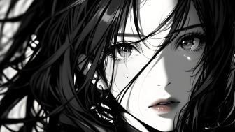 Ethereal Monochrome Beauty of Anime Art wallpaper