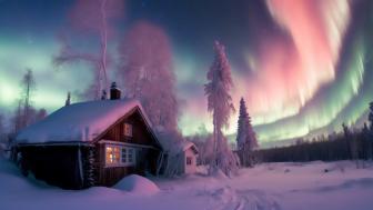 Ethereal Winter Nightscape with Aurora Borealis wallpaper