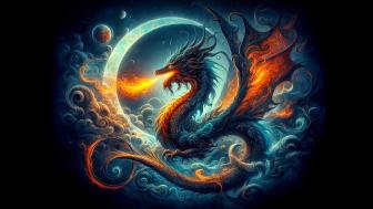 Ethereal Dragon Breathing Celestial Flames wallpaper