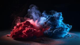 Vibrant Fusion of Red and Blue Smoke wallpaper