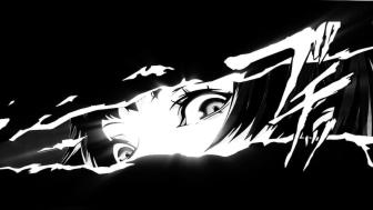 Monochrome Anime Eyes Showcase Intensity and Mystery wallpaper