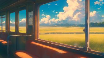 Anime Journey Through a Serene Countryside wallpaper
