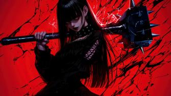Gothic Warrior in a Dark Anime World wallpaper