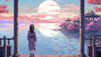 Pixel Dreamscape at Sunset wallpaper