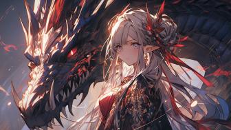 Anime Girl and Dragon Fantasy Dreamscape wallpaper