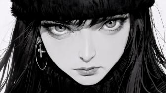 Anime Elegance in Monochrome wallpaper
