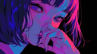 Neon Tears Anime Girl Portrait wallpaper