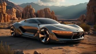 Futuristic Car Adventure in the Desert Wilderness wallpaper