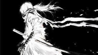 Monochrome Samurai: Elegance in Black and White wallpaper