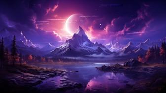 Purple Mountain Dreamscape Fantasy Art wallpaper