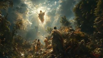 Ascension of Jesus in Heavenly Glory wallpaper