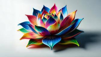 Colorful Lotus Blossom on White Canvas wallpaper