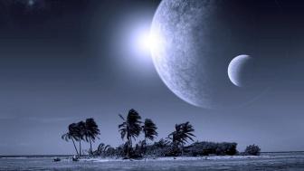 Ethereal Celestial Oasis by Moonlit Shores wallpaper