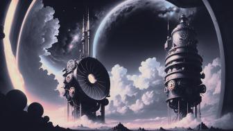 Steampunk Skies Over a Futuristic Realm wallpaper