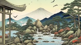 Ancient Japanese Tranquility in Digital Form wallpaper