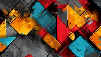 Vibrant Geometric Symphony in Abstract Art wallpaper