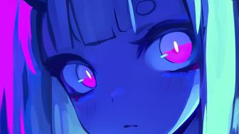 Anime Vision in Purple and Blue wallpaper