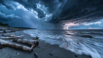 Stormy Seaside Symphony in Striking 5K wallpaper